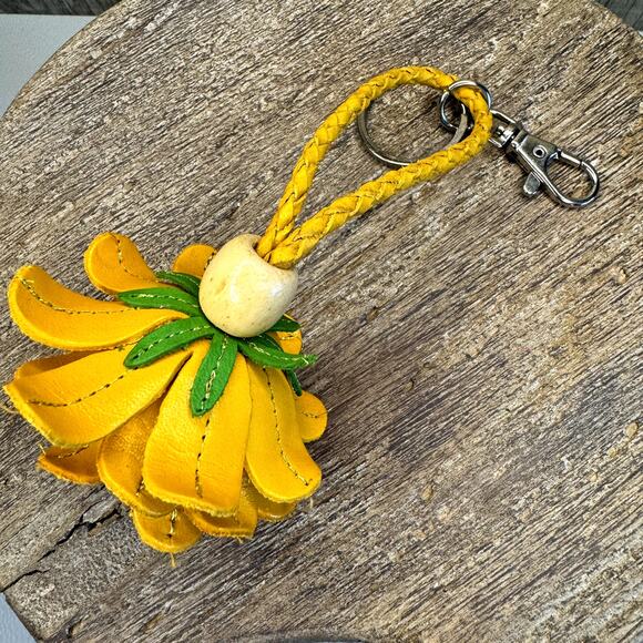 Leather Flower Purse Charm Genuine Leather Bag Charm NEW FAST SHIP - Picture 3 of 5